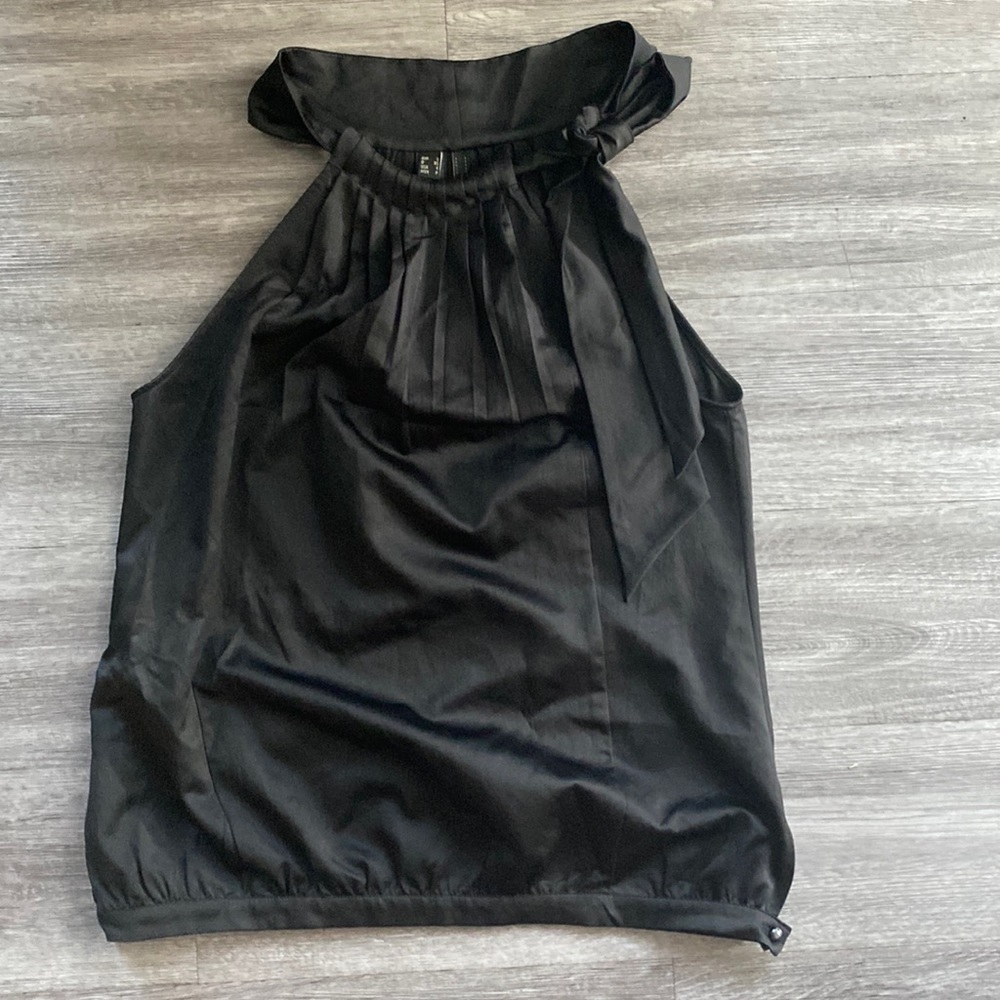 Mango Black Halter Bow Neck Top